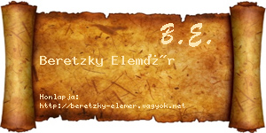 Beretzky Elemér névjegykártya